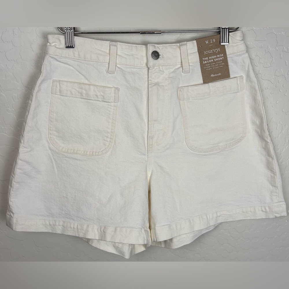 NEW Madewell Emmett Shorts High Rise Curvy Sailor Patch Pocket 29 White 0965